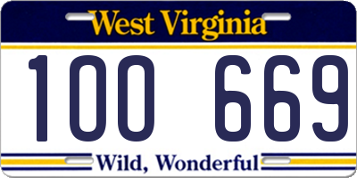 WV license plate 1OO669