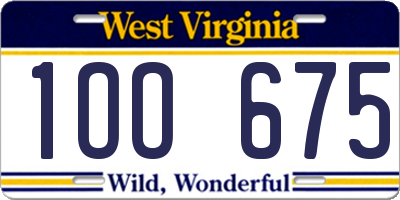 WV license plate 1OO675