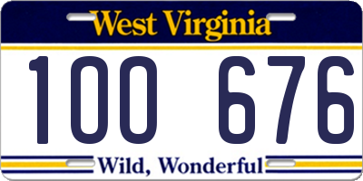 WV license plate 1OO676
