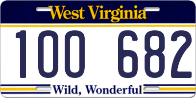WV license plate 1OO682
