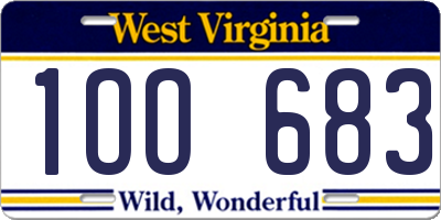 WV license plate 1OO683