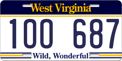 WV license plate 1OO687