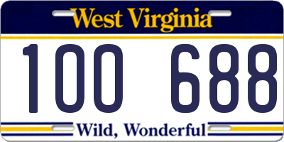 WV license plate 1OO688