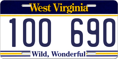WV license plate 1OO690