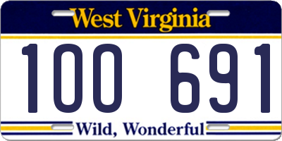 WV license plate 1OO691