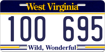 WV license plate 1OO695