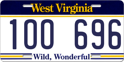 WV license plate 1OO696