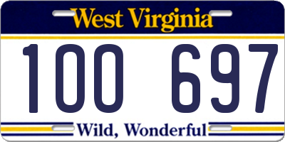 WV license plate 1OO697