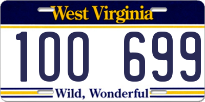 WV license plate 1OO699