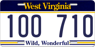 WV license plate 1OO710