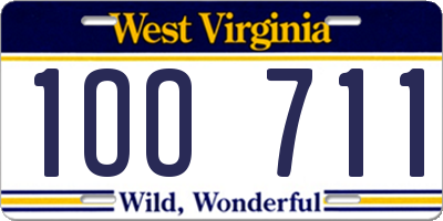 WV license plate 1OO711