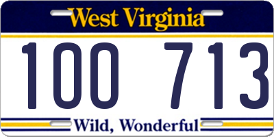 WV license plate 1OO713