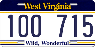 WV license plate 1OO715