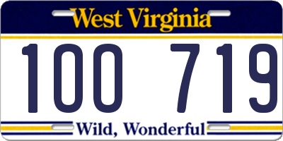 WV license plate 1OO719