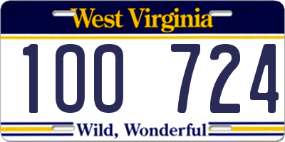 WV license plate 1OO724