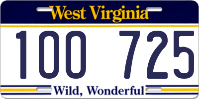 WV license plate 1OO725