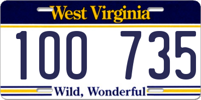 WV license plate 1OO735