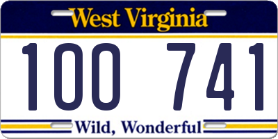 WV license plate 1OO741