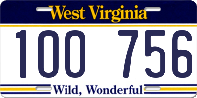 WV license plate 1OO756