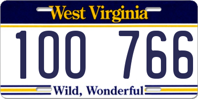 WV license plate 1OO766