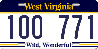 WV license plate 1OO771