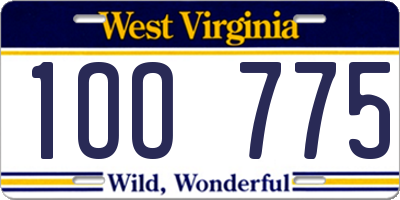 WV license plate 1OO775