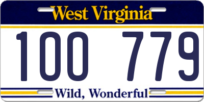 WV license plate 1OO779