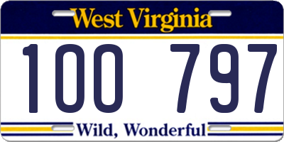 WV license plate 1OO797