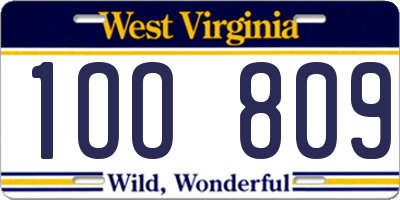 WV license plate 1OO809