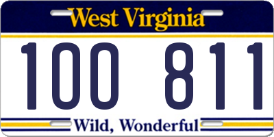 WV license plate 1OO811