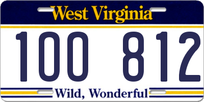 WV license plate 1OO812