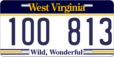 WV license plate 1OO813