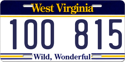 WV license plate 1OO815