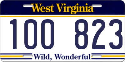 WV license plate 1OO823