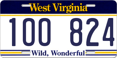 WV license plate 1OO824