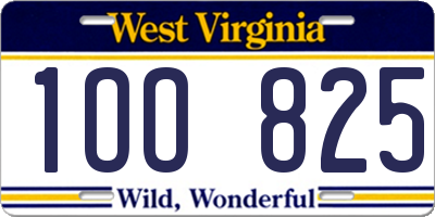 WV license plate 1OO825