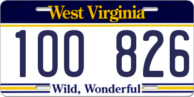 WV license plate 1OO826