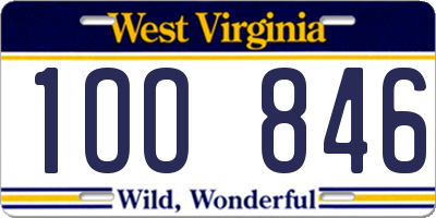 WV license plate 1OO846
