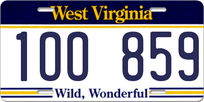 WV license plate 1OO859