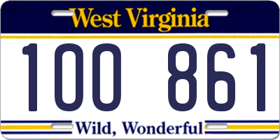 WV license plate 1OO861