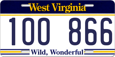 WV license plate 1OO866
