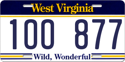 WV license plate 1OO877