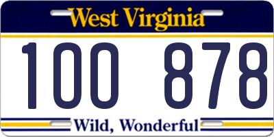 WV license plate 1OO878