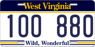 WV license plate 1OO880