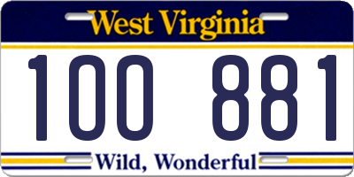 WV license plate 1OO881