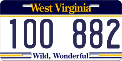 WV license plate 1OO882