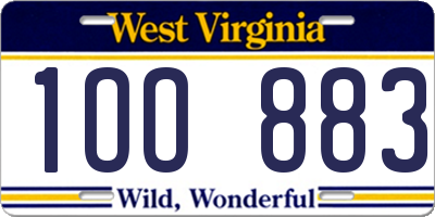 WV license plate 1OO883