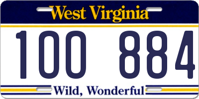 WV license plate 1OO884