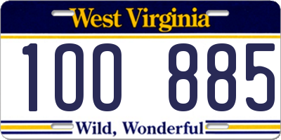 WV license plate 1OO885