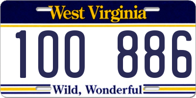 WV license plate 1OO886